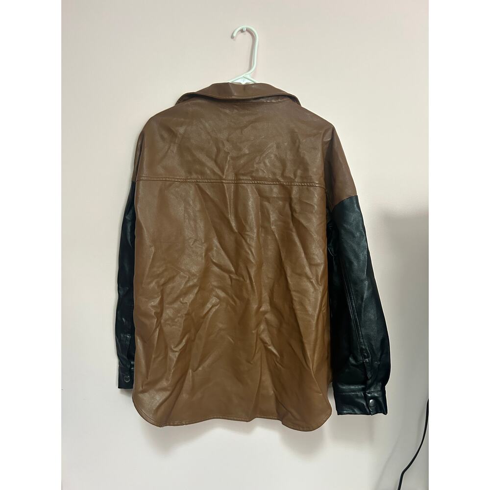 BiBi Colorblock Leather Button Down *M* - Picture 2 of 3